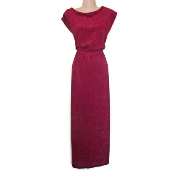 vintage berry velour maxi dress size small disco - Picture 2 of 5